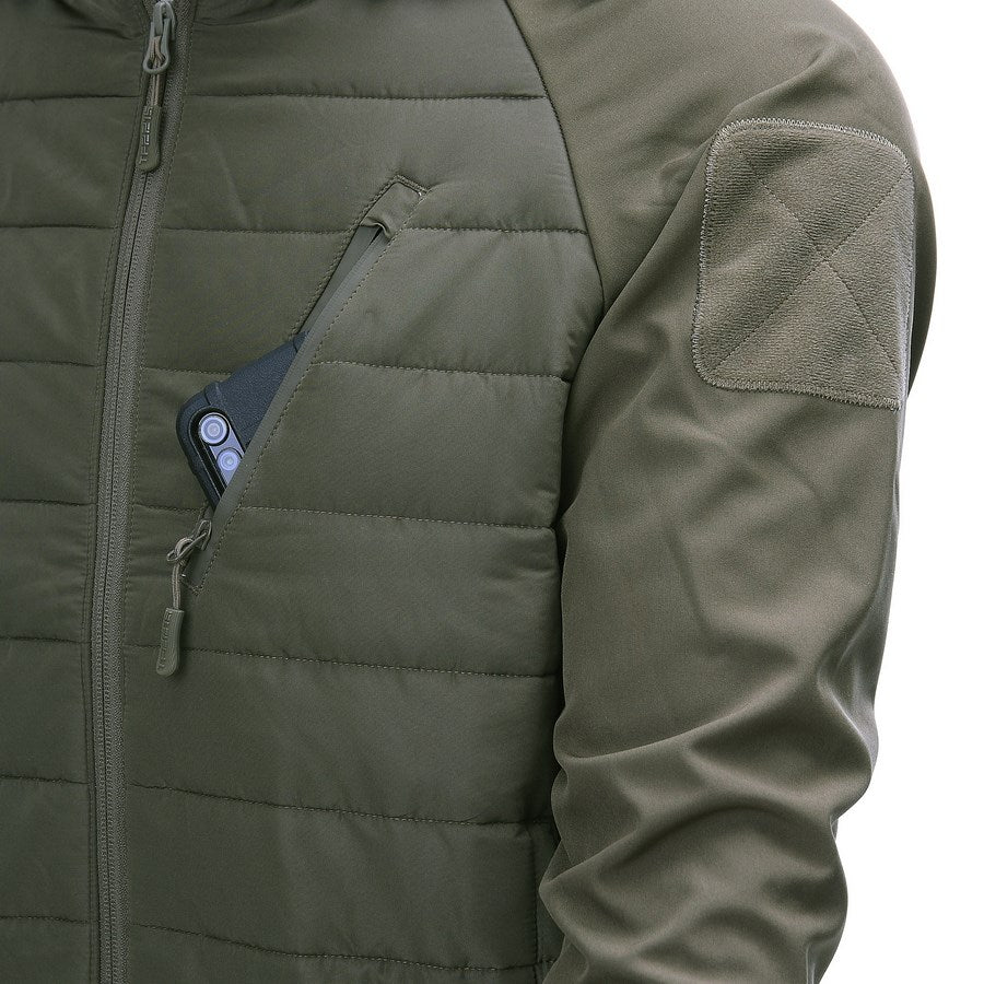 Chaqueta MOJAVE TF 2215 vista frontal con capucha integrada en el cuello y cinco bolsillos