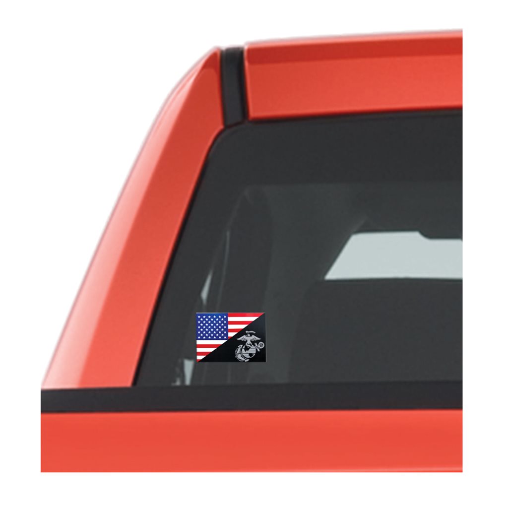 Pegatina USMC con bandera parcial de EE. UU. y emblema gris, 76 x 108 mm