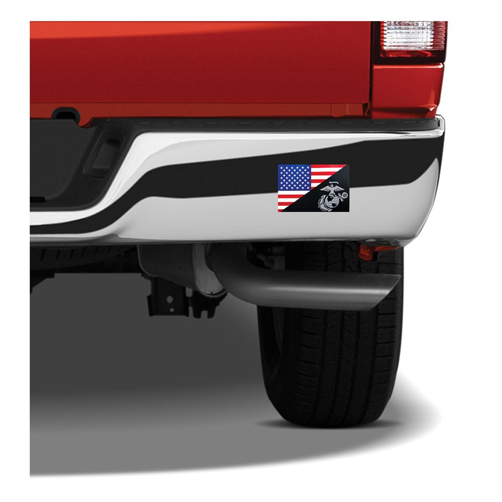 Pegatina USMC con bandera parcial de EE. UU. y emblema gris, 76 x 108 mm