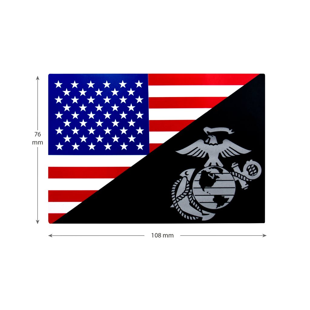 Pegatina USMC con bandera parcial de EE. UU. y emblema gris, 76 x 108 mm