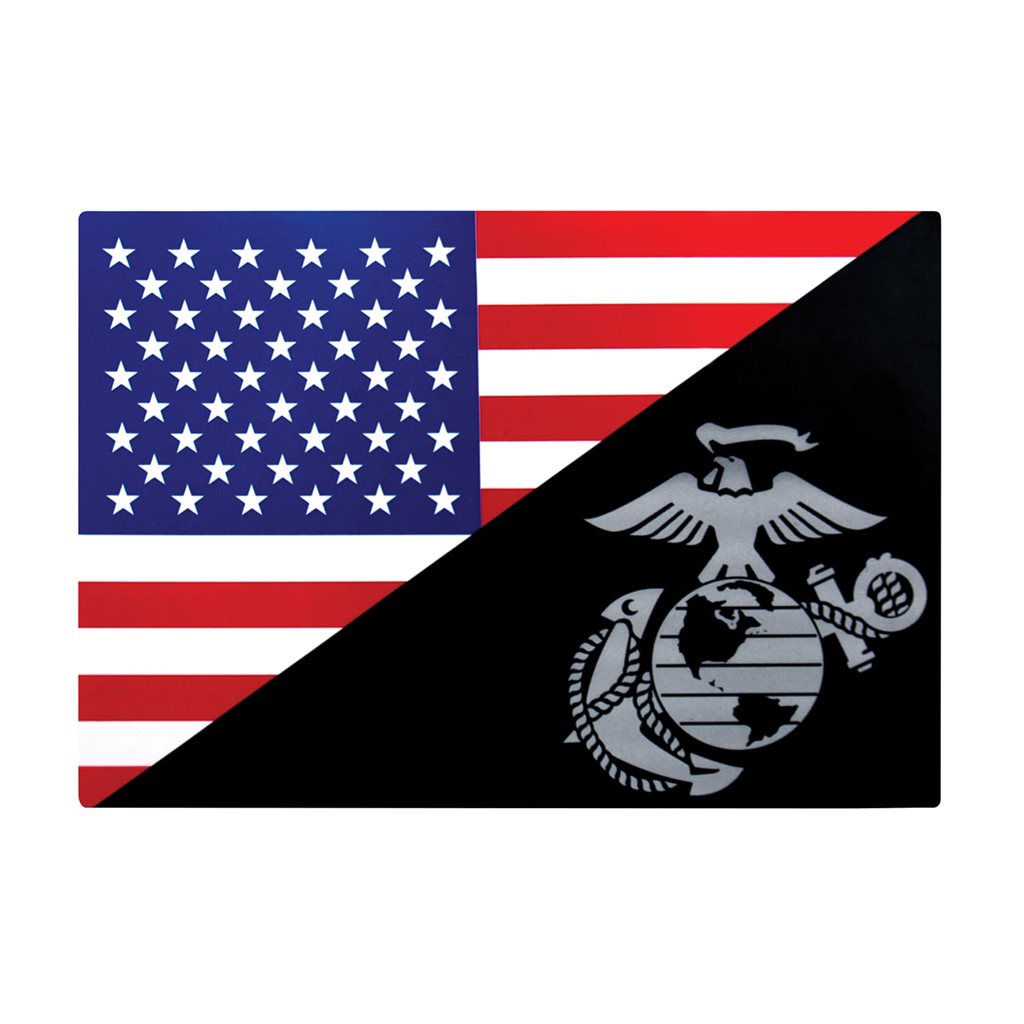 Pegatina USMC con bandera parcial de EE. UU. y emblema gris, 76 x 108 mm
