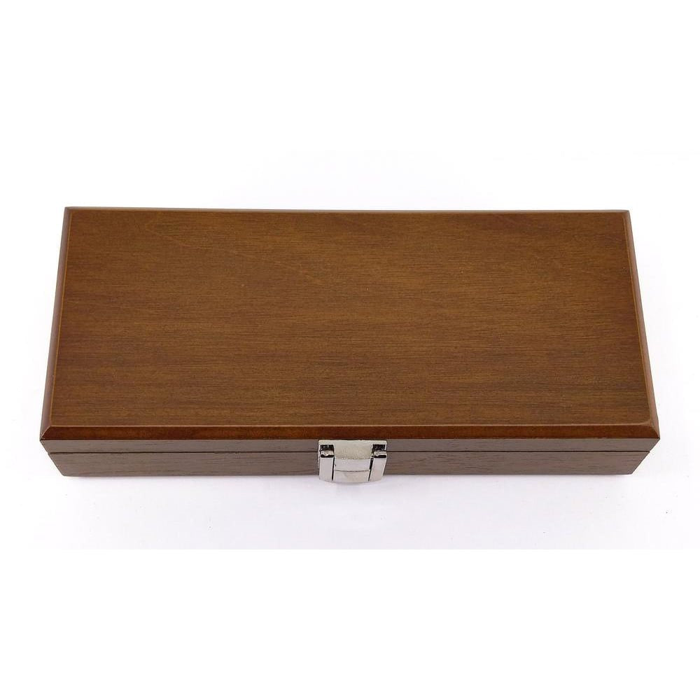 Navaja de damasco PMC27 con mango de latón dorado, hoja 55 mm y estuche de madera