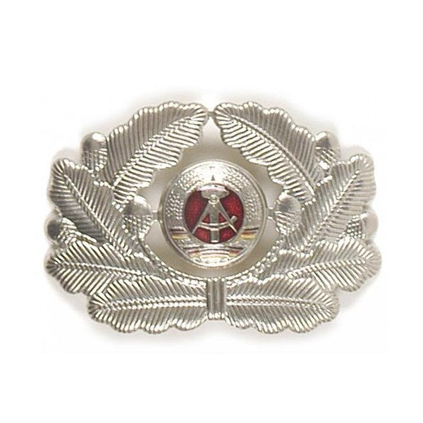 Insignia NVA plateada para gorra - emblema oficial con hojas (6x4 cm)
