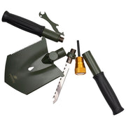 Pala plegable SURVIVAL II 7 en 1 verde con funda y fijación para cinturón