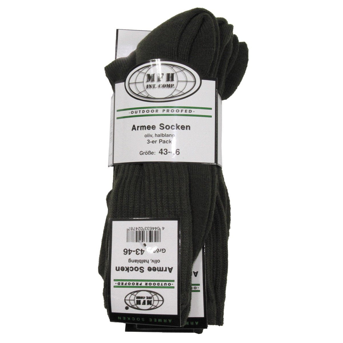 Calcetines ARMY verdes pack 3 pares, talón reforzado, costuras suaves