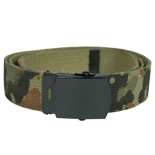Cinturón US Woodland 130cm de tela con hebilla metálica negra, reversible camuflaje y liso