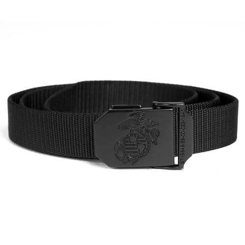 Cinturón de pantalón USMC negro con hebilla metálica grabada