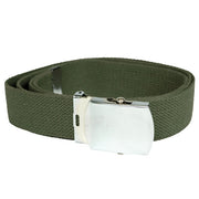 Cinturón US ancho 38 mm verde con hebilla plateada, textil 100% algodón