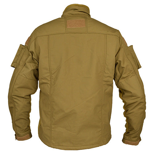 Chaqueta táctica COMBAT FLEECE COYOTE con bolsillos en mangas y paneles velcro