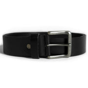Cinturón de cuero negro 40 mm con hebilla metálica
