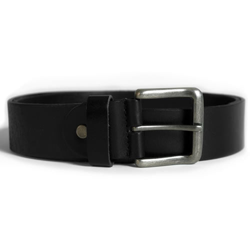 Cinturón de cuero negro 40 mm con hebilla metálica