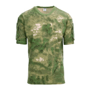 Camiseta táctica camuflada con bolsillos en las mangas y paneles velcro