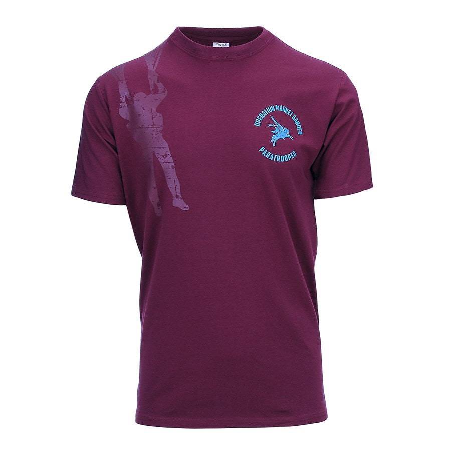 Camiseta burdeos PEGASUS PARATROOPER con estampado del Pegasus y paracaidista