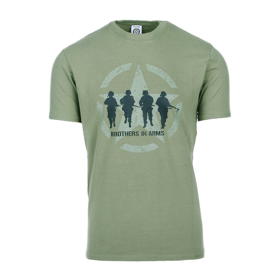 Camiseta BROTHERS IN ARMS manga corta con estampado de estrella aliada blanca y soldados