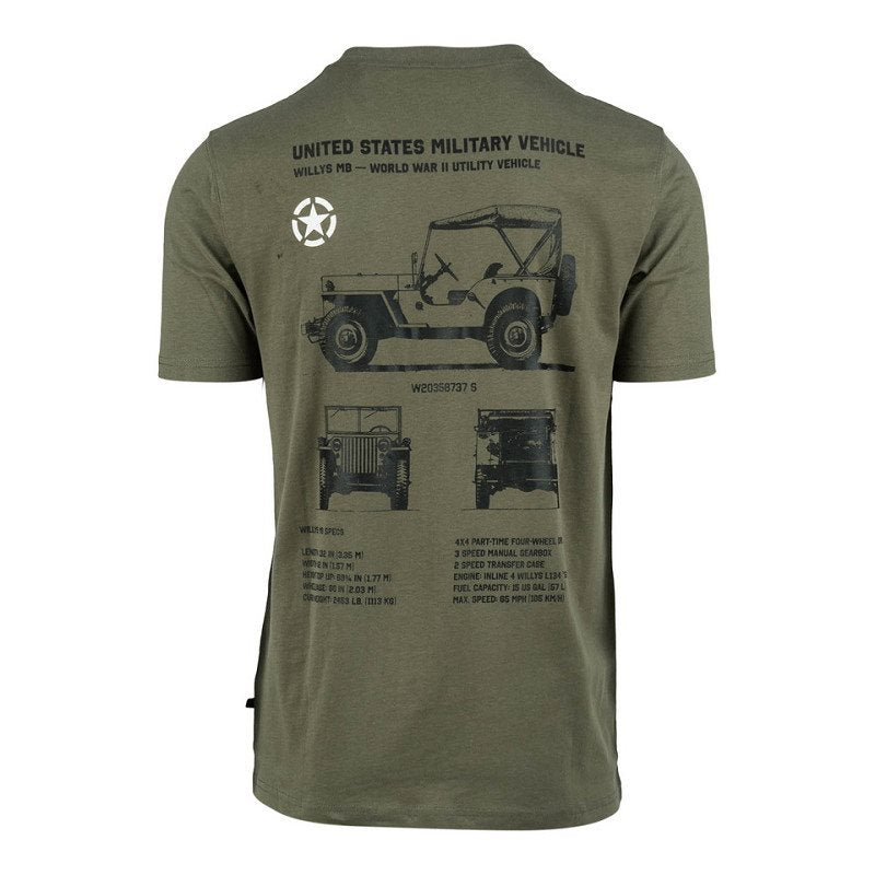 Camiseta Willys MB Badge WWII UTIITY VEHICE, 100% algodón, 170 g/m²