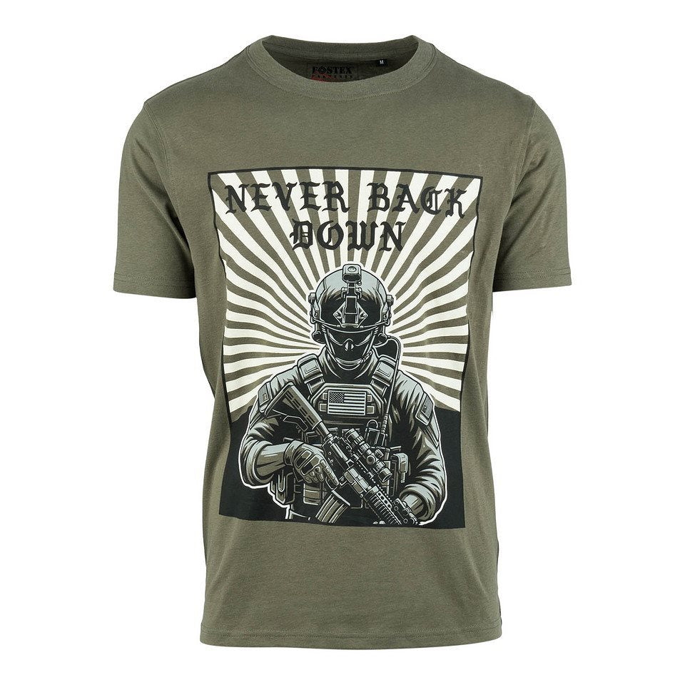 Camiseta Never Back Down ZEENÉ con motivo 'Fear No Evil'