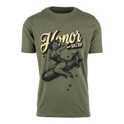 Camiseta con estampado pin-up 'Honor y Valor' en el frontal