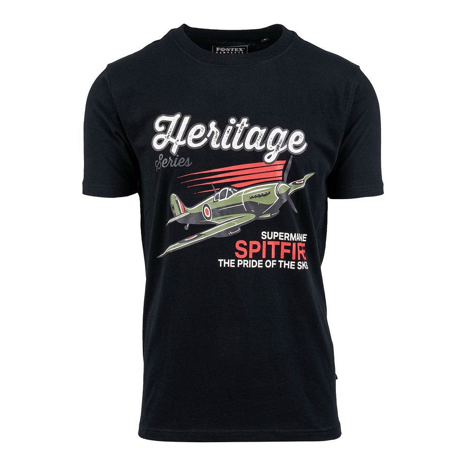Camiseta negra con estampado del avión Spitfire Heritage