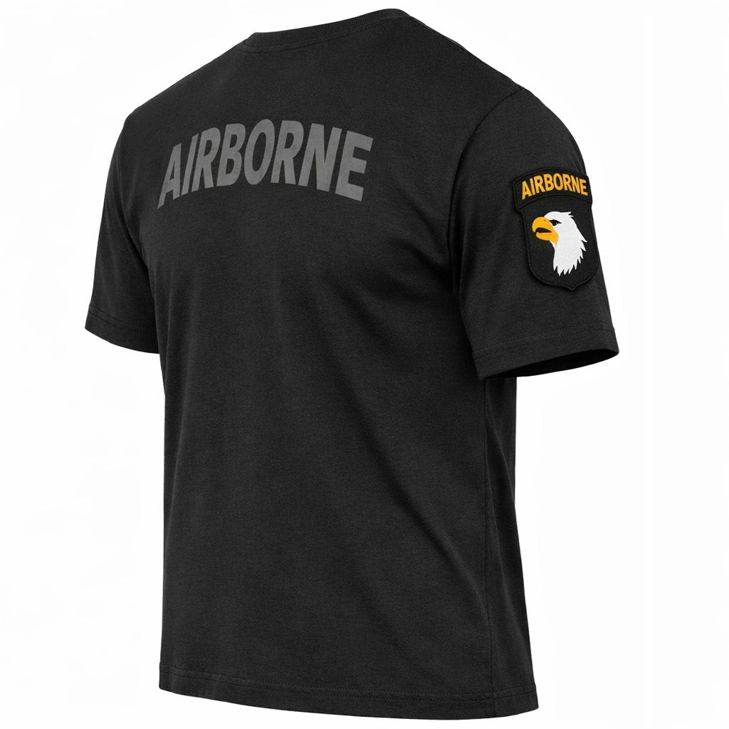 Camiseta AIRBORNE negra con parche de la 101ª División en la manga