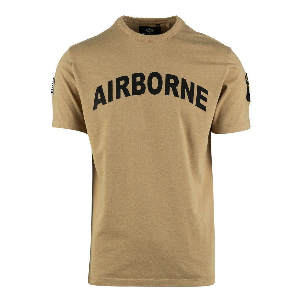 Camiseta AIRBORNE 101.ª División parche en la manga color arena Águilas Gritonas