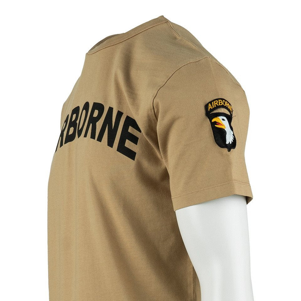 Camiseta AIRBORNE 101.ª División parche en la manga color arena Águilas Gritonas