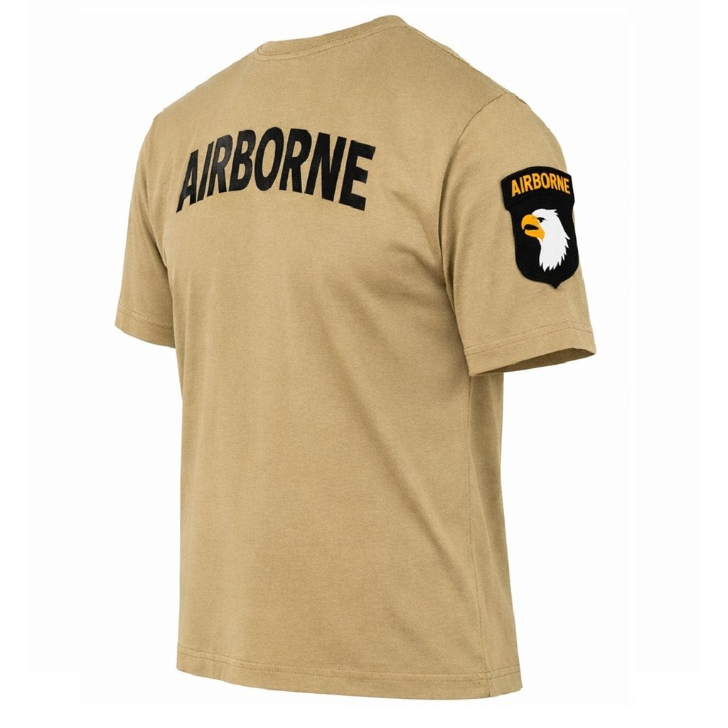 Camiseta AIRBORNE 101.ª División parche en la manga color arena Águilas Gritonas