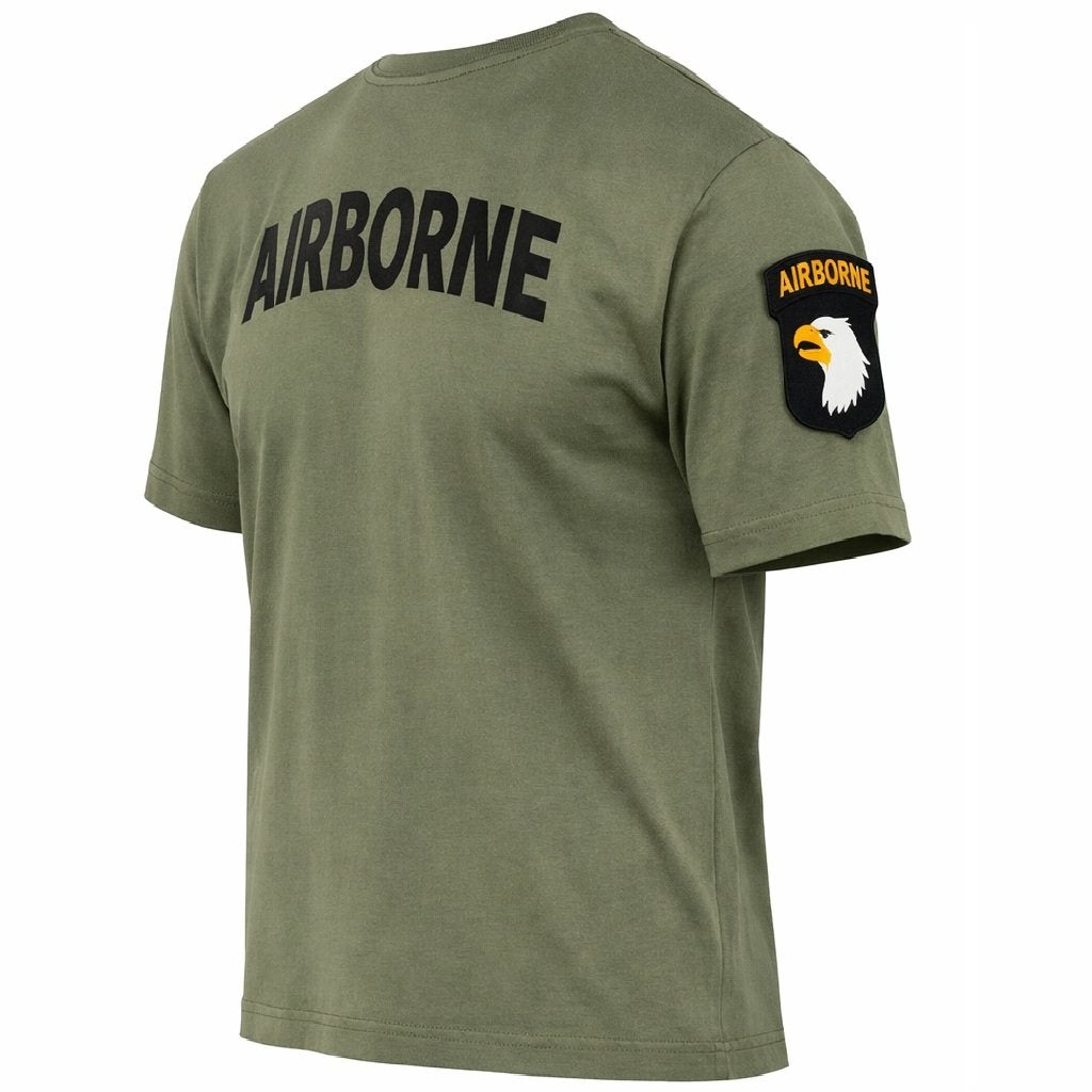 Camiseta AIRBORNE verde con parche 101.ª división en la manga