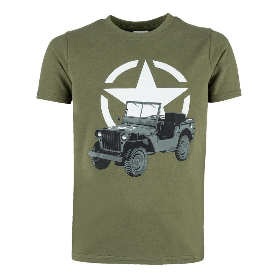 Camiseta infantil JEEP manga corta con motivo Jeep y estrella blanca, 95% algodon 5% elastano