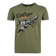 Camiseta infantil AIRCRAFT manga corta con motivo de avión y texto 'VINTAGE SERIES'