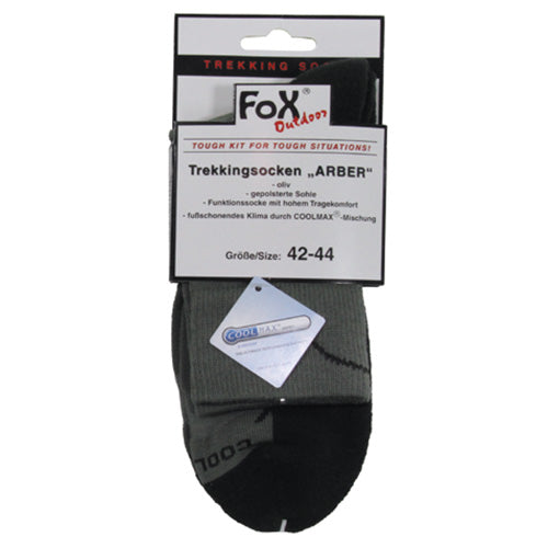 Calcetines FOX ARBER trekking verdes y negros - 40% poliéster COOLMAX, 40% algodon, 17% nylon, 3% spandex