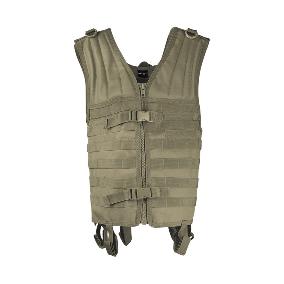 Imagen del chaleco táctico MOLLE Carrier verde con cierre de cremallera