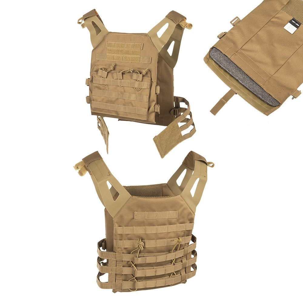 Chaleco porta placas MOLLE Gen II Coyote Mil-Tex en poliéster con cinta MOLLE/PALS frontal, lateral y trasera