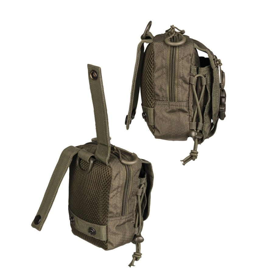 Funda HEXTAC universal verde vista frontal con correas MOLLE