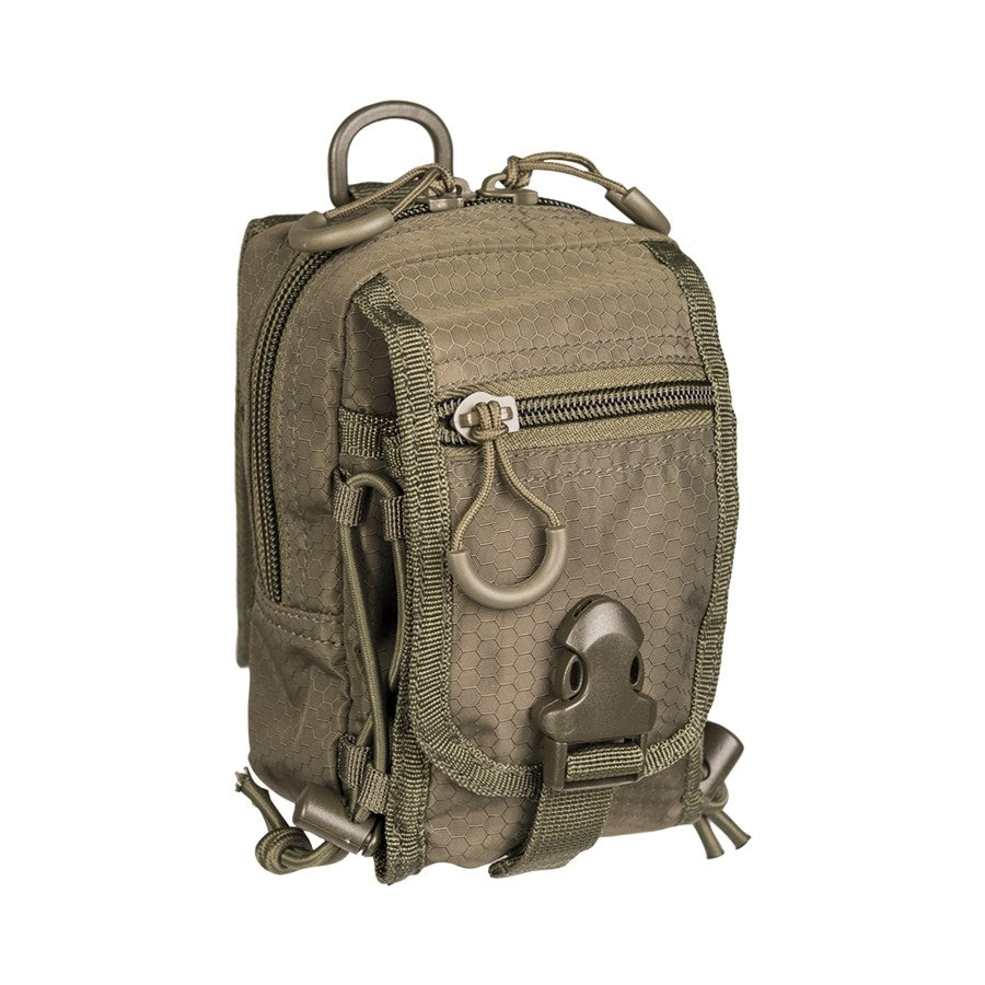 Funda HEXTAC universal verde vista frontal con correas MOLLE