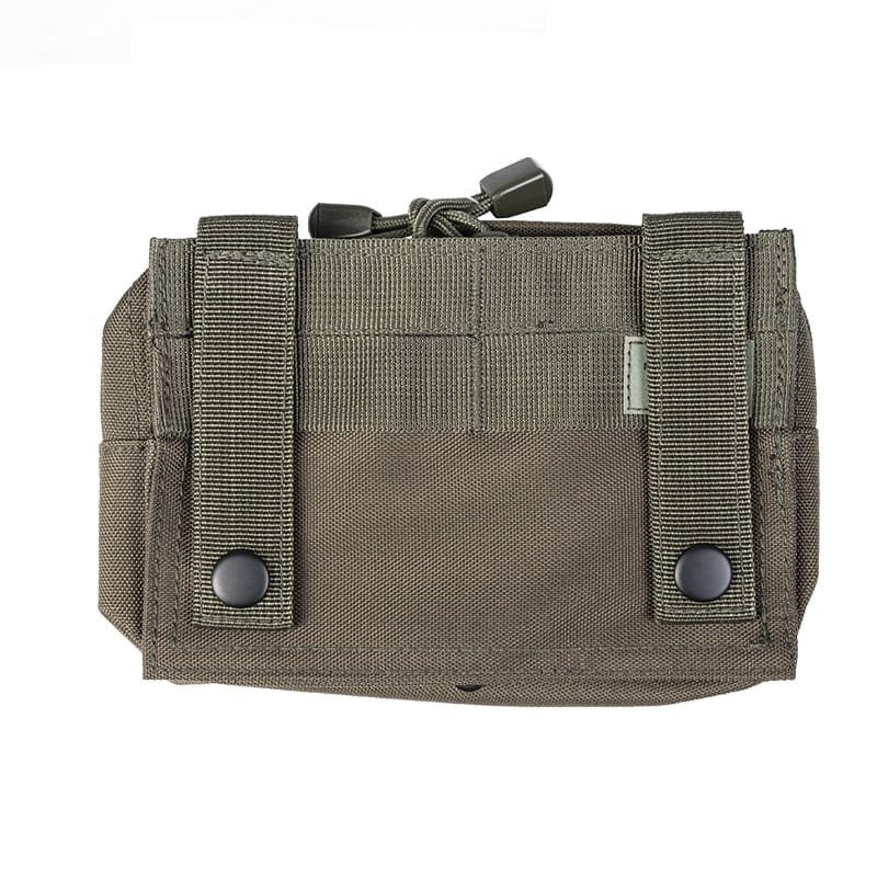 Funda pequeña horizontal MOLLE verde en poliéster Oxford con cremallera doble y velcro frontal