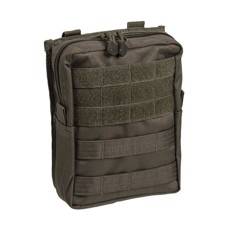 Funda grande vertical MOLLE verde, dimensiones aprox. 19 x 7 x 23 cm