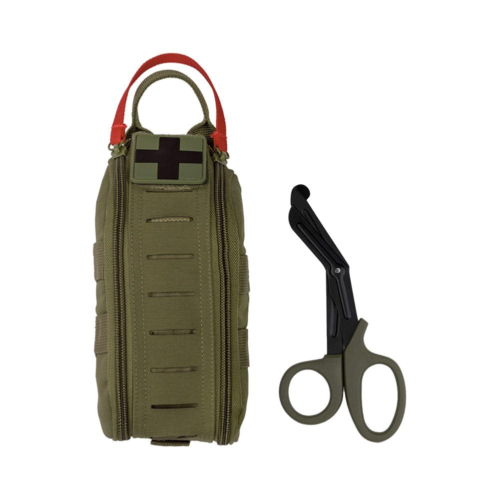 Funda IFAK Laser Cut MOLLE verde con cremallera y tijeras