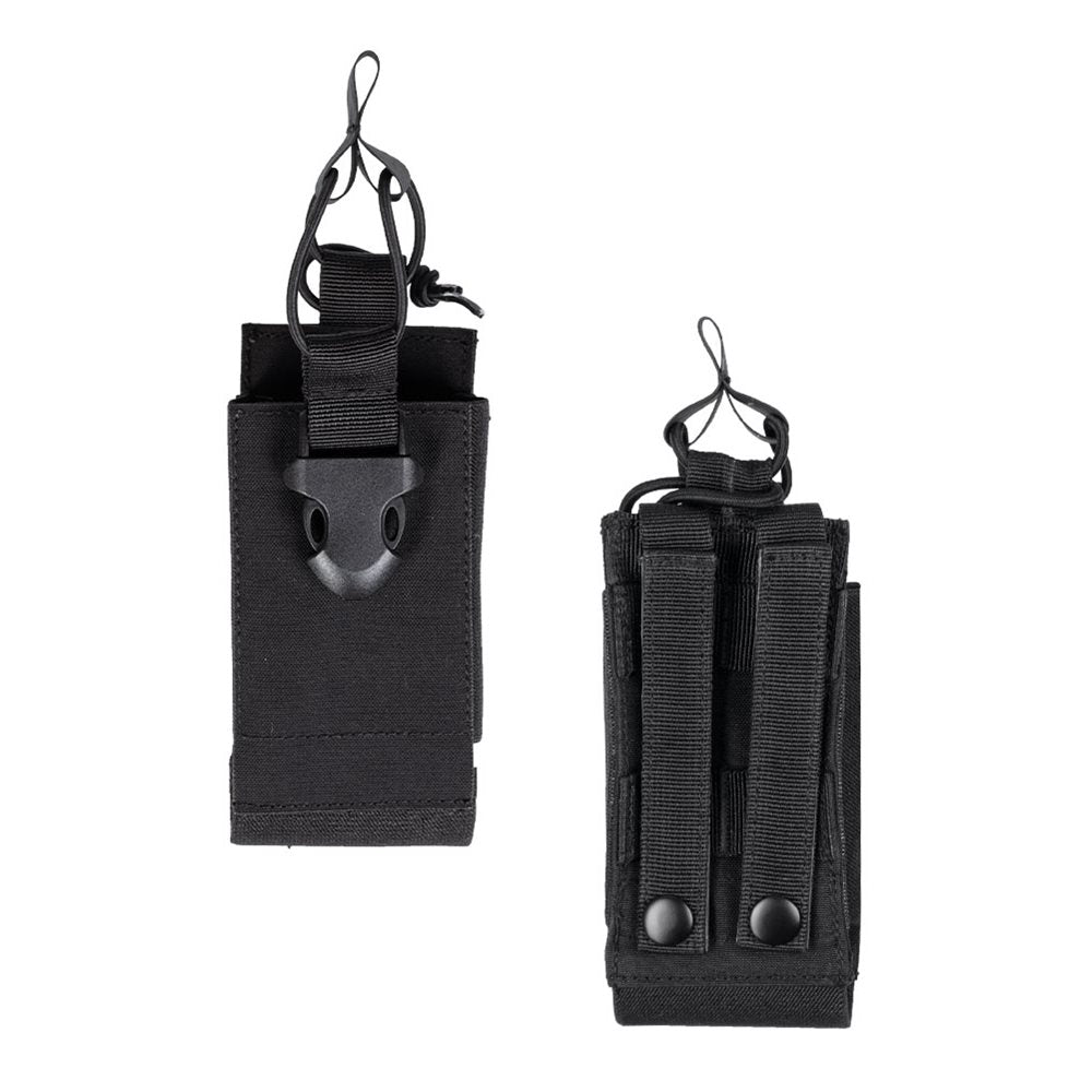 Funda MOLLE abierta para radio verde en poliéster Oxford con laterales elásticos y correa superior con hebilla