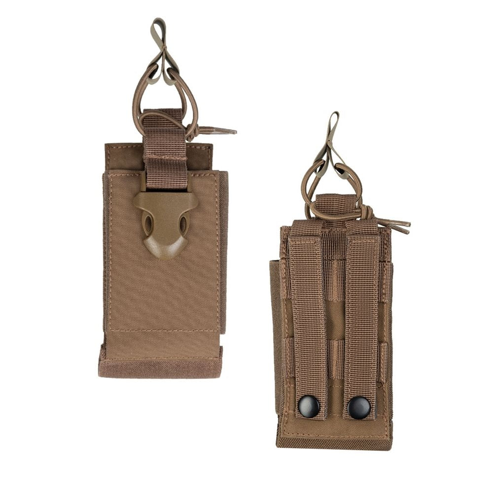 Funda MOLLE abierta para radio verde en poliéster Oxford con laterales elásticos y correa superior con hebilla