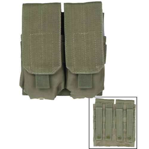 Funda doble para cargadores M4/M16 en verde con fijación MOLLE y cierre de velcro
