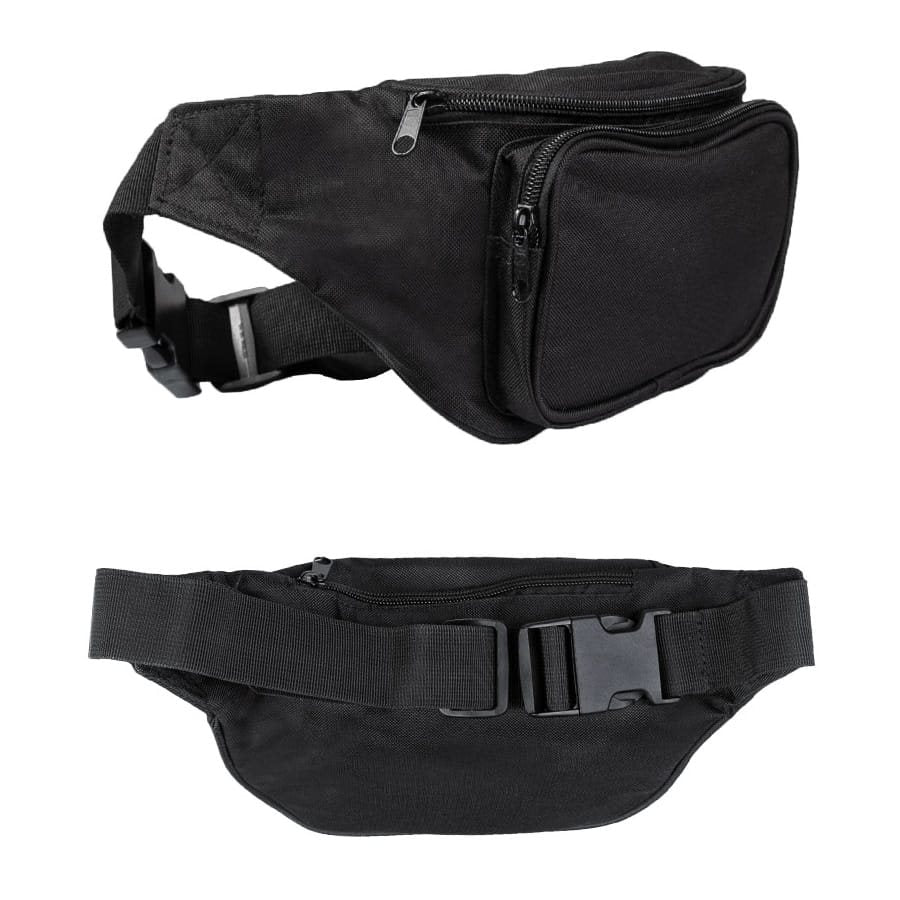 Riñonera FANNY PACK negra Mil-Tec con 3 compartimentos y correa lumbar ajustable