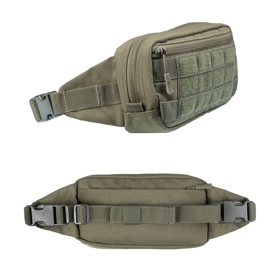 Riñonera VELCRO panel MOLLE verde con cremalleras y paneles velcro