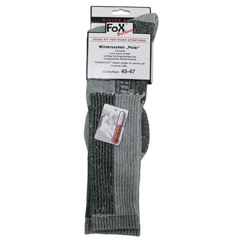 Calcetines FOX Polar invierno verdes y grises, altos y térmicos con Termolite, 80% poliéster