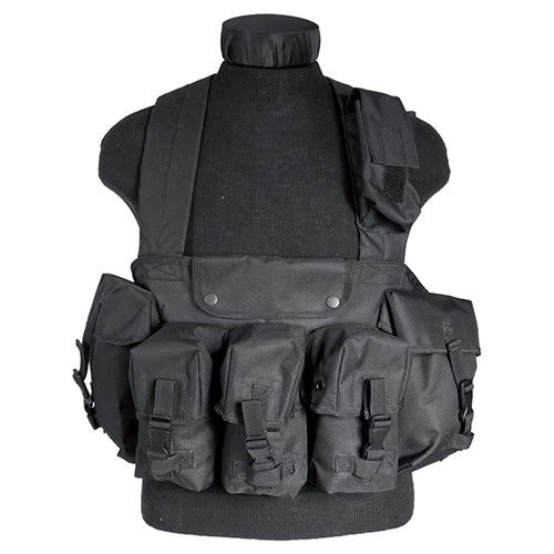 Chaleco táctico CHEST RIG 6 bolsillos verde vista frontal