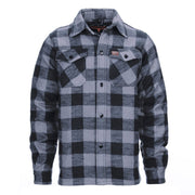 Camisa de franela estilo leñador gris y negro, 100% algodón, manga larga