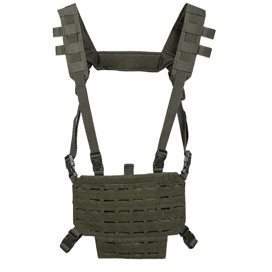 Chaleco táctico ligero chest rig verde con panel para láser