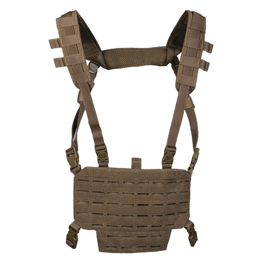 Chaleco táctico ligero CHEST RIG con panel LASER en color Dark Coyote