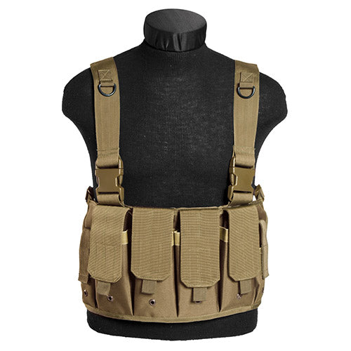 Imagen de Chest Rig táctico MAG en verde, cuatro fundas para fusiles y dos para pistolas, 520 g, 100% poliéster