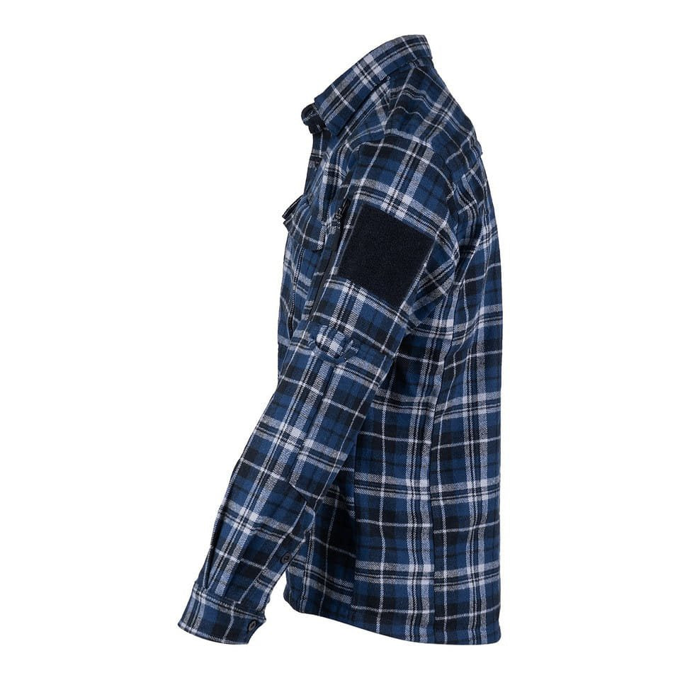 Camisa de franela CONTRACTOR a cuadros azul con 6 bolsillos y paneles de velcro