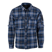 Camisa de franela CONTRACTOR a cuadros azul con 6 bolsillos y paneles de velcro